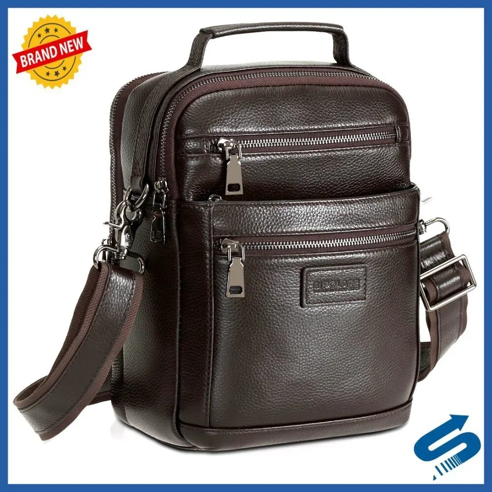 Italian Leather Messenger Bag Crossbody Shoulder Bag for Men Adjustable Strap